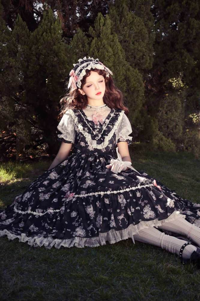 Rose Print Classic Lolita One Piece