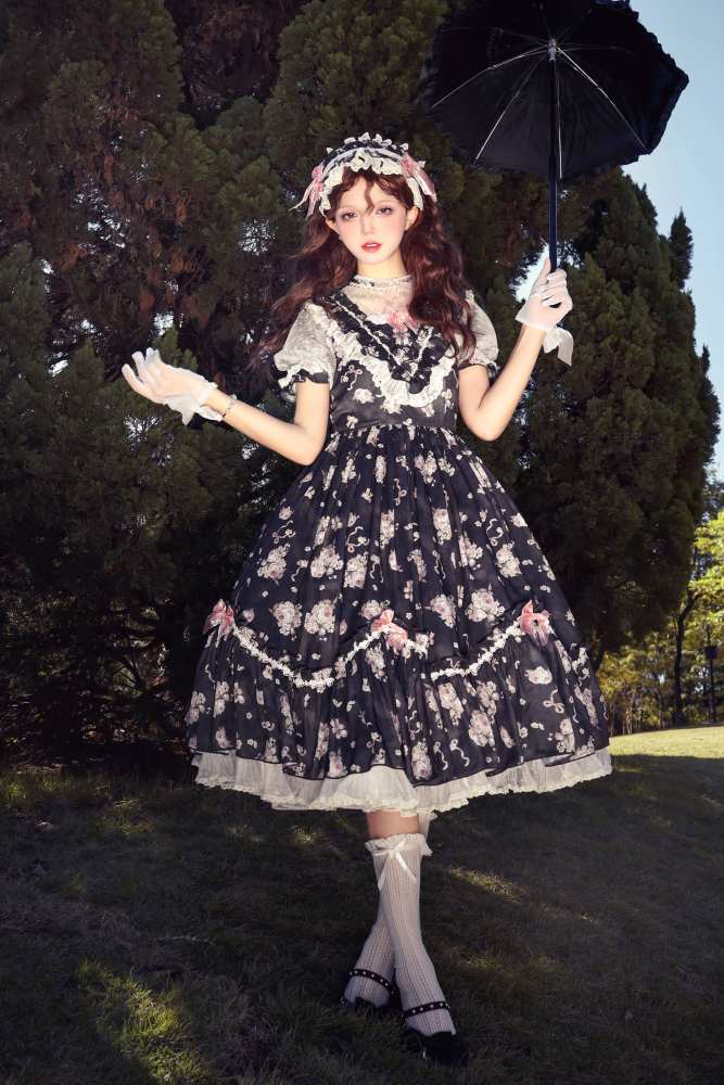 Rose Print Classic Lolita One Piece