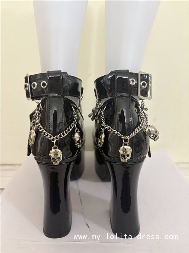 Black Shiny High Platform Punk Lolita Shoes