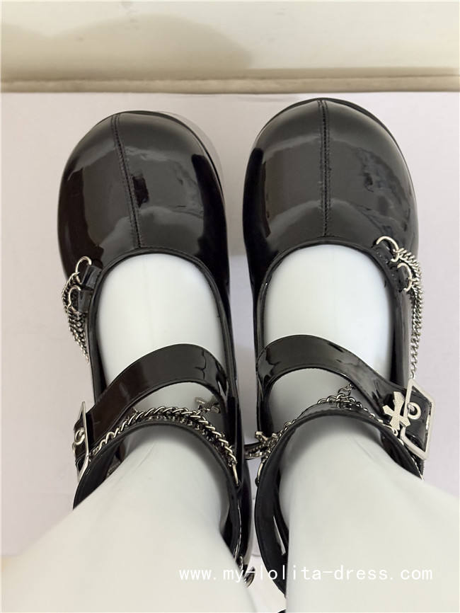 Black Shiny High Platform Punk Lolita Shoes