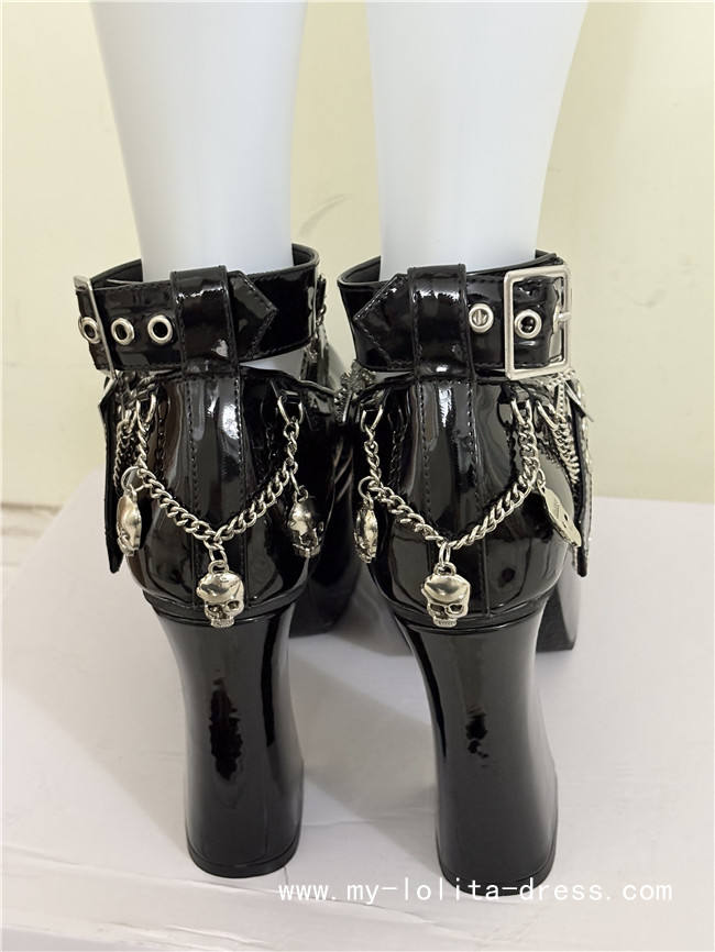 Black Shiny High Platform Punk Lolita Shoes