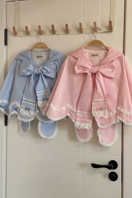 Miss Point Ancient Petal Rabbit Black Cape Lolita Blouse Custom-Tailor