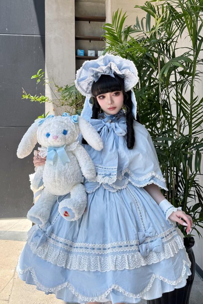 Miss Point Ancient Petal Rabbit Black Cape Lolita Blouse Custom-Tailor