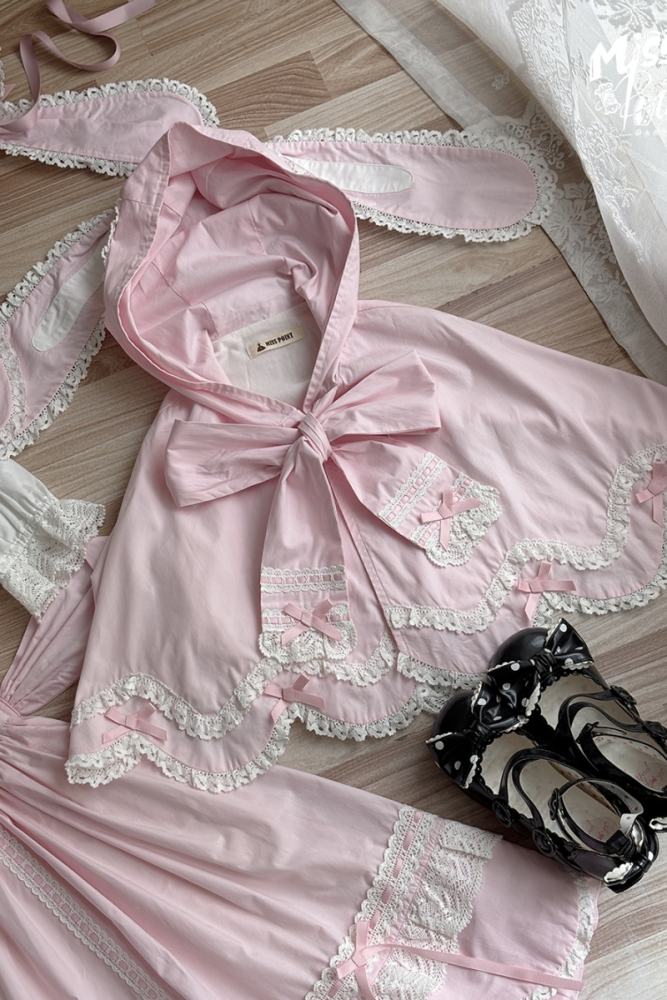 Miss Point Ancient Petal Rabbit Black Cape Lolita Blouse Custom-Tailor