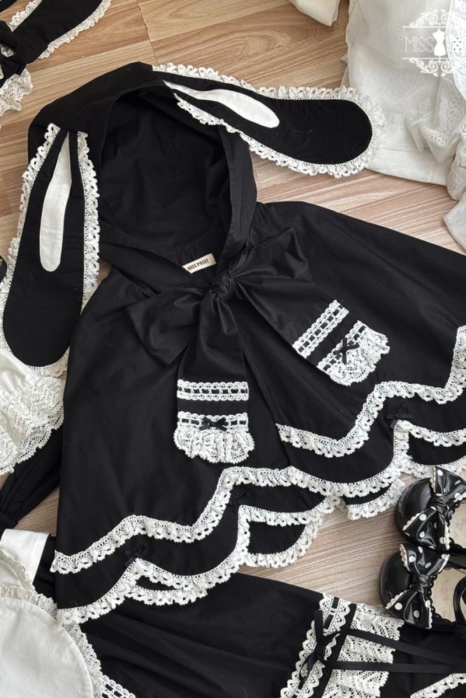 Miss Point Ancient Petal Rabbit Black Cape Lolita Blouse Custom-Tailor