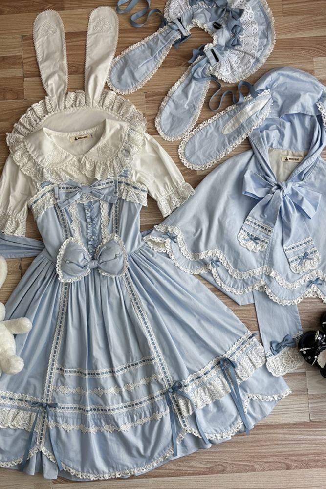Miss Point Ancient Petal Rabbit Lolita Blue OP Pink JSK Custom-Tailor