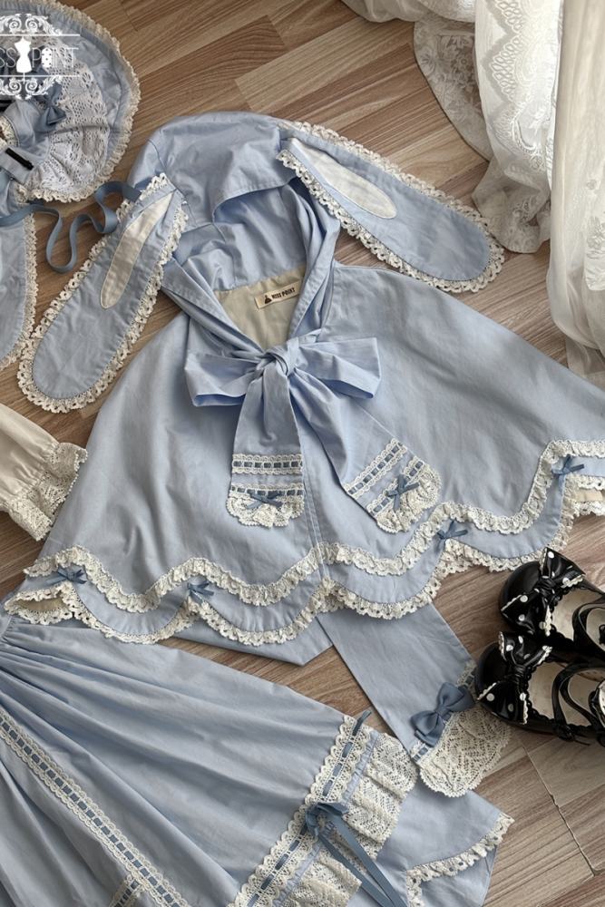 Miss Point Ancient Petal Rabbit Black Cape Lolita Blouse Custom-Tailor