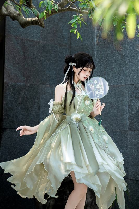 Butterfly Hanfu Style Green Jumper Lolita Set