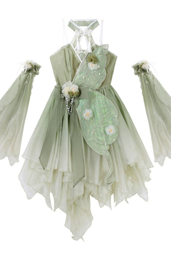 Butterfly Hanfu Style Green Jumper Lolita Set