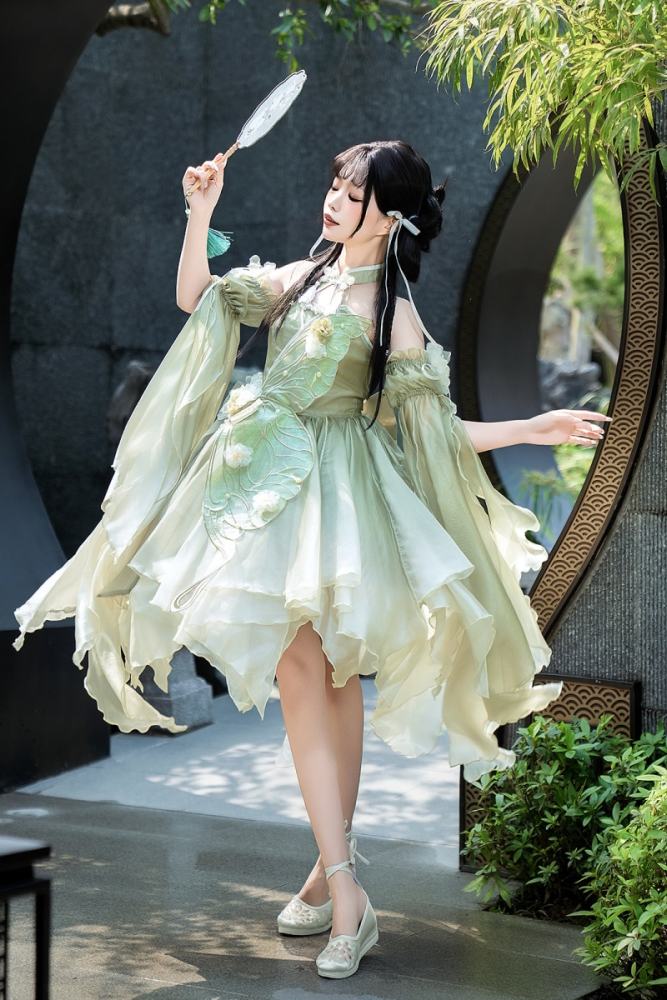 Butterfly Hanfu Style Green Jumper Lolita Set