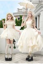 Withpuji Moonlight Lotus Leaf Layers Beige Lolita Clothing