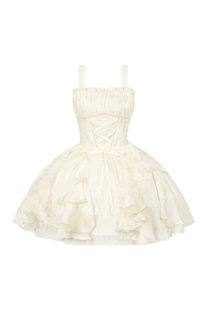 Withpuji Moonlight Lotus Leaf Layers Beige Lolita Clothing
