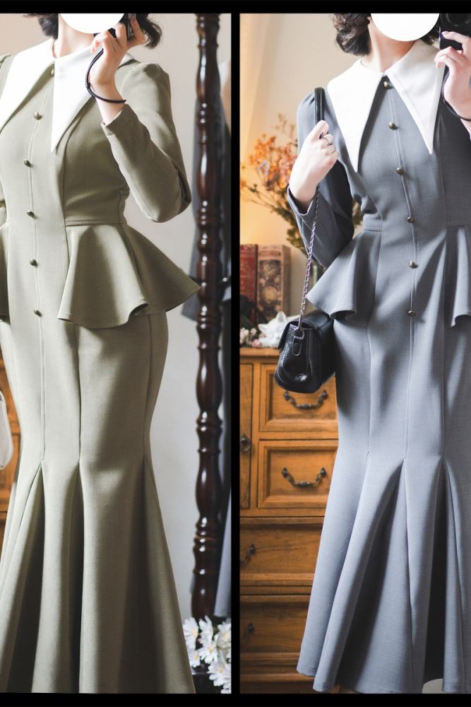 Forest Wardrobe Micro Wind Forest French Fishtail Dress