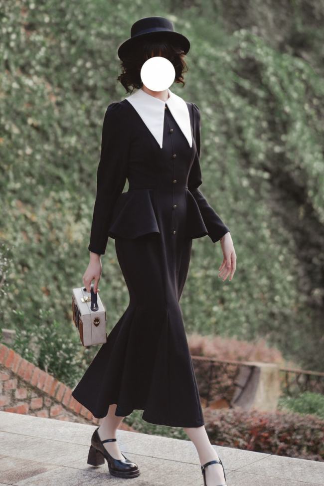 Forest Wardrobe Micro Wind Forest French Fishtail Dress