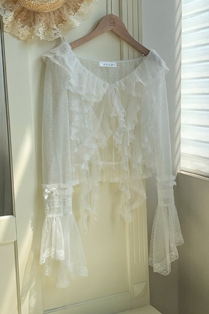 Withpuji Sunny Wind Summer Puff Sleeves Black Cardigan