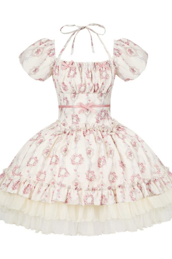 Withpuji Roses after Rain Apricot Printed Dress Lolita Clothes