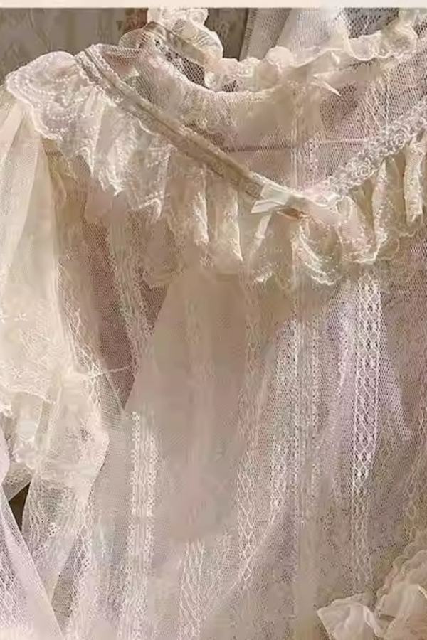 Peacock Feather Long Sleeves Yarn Lolita Blouse