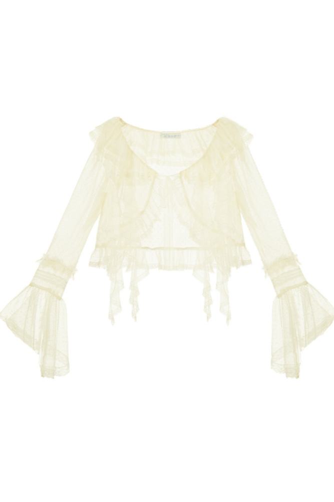 Withpuji Sunny Wind Summer Puff Sleeves Black Cardigan