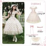 Withpuji Roses after Rain Apricot Printed Dress Lolita Clothes