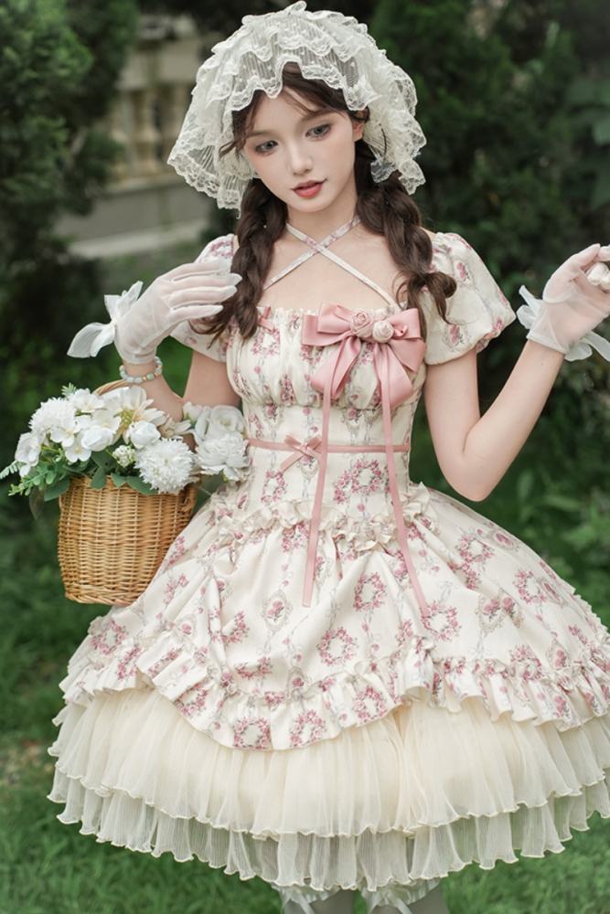 Withpuji Roses after Rain Apricot Headscarf Lolita Accessories