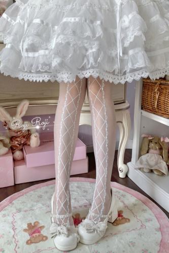 Roji Interwoven Spring White Lolita Tattoo Pantyhouse