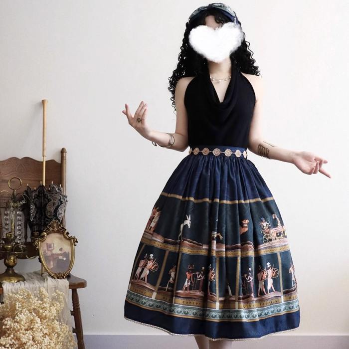 Miss Point Shamgrass Story Egyptian Style Blue Skirt Lolita Dress Custom-Tailor