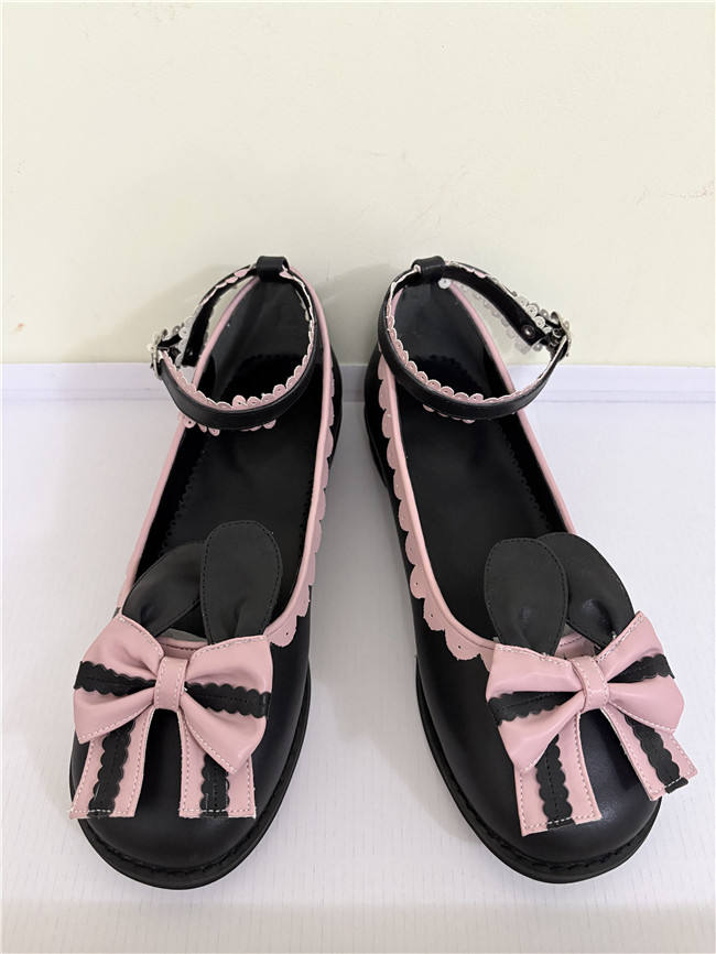 Angelic Imprint- Sweet Bow Bunny Ears Lolita Flat Shoes