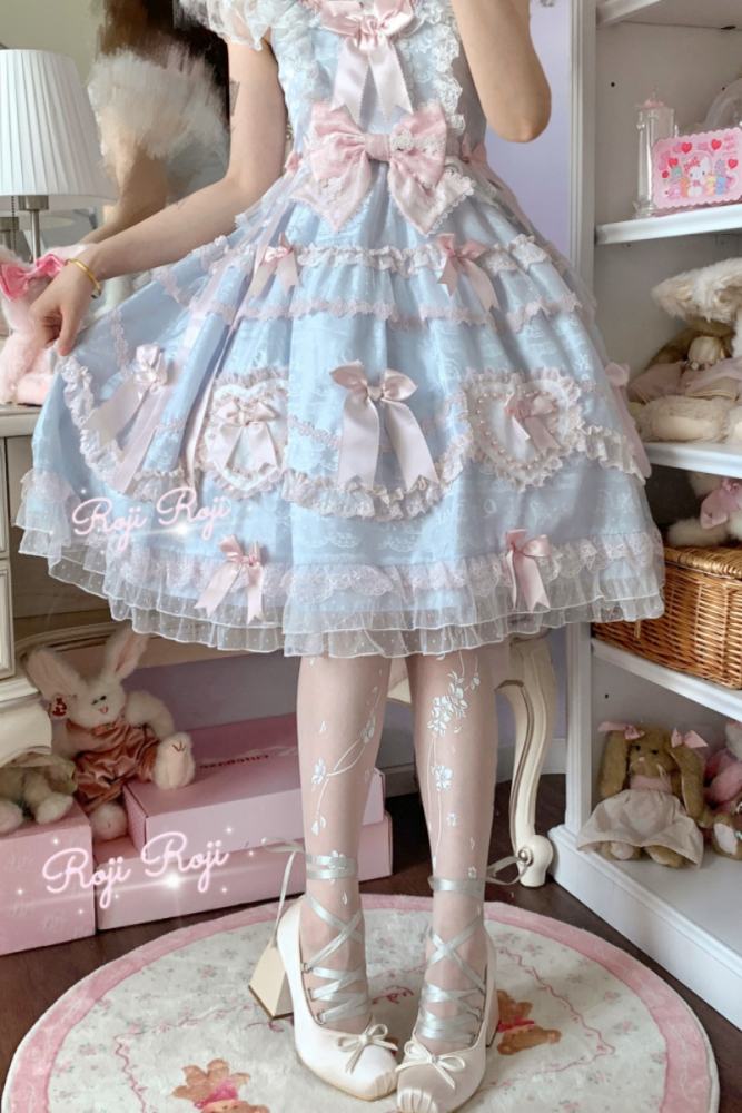 Roji Flowing Cherry Spring White Lolita Tattoo Pantyhouse