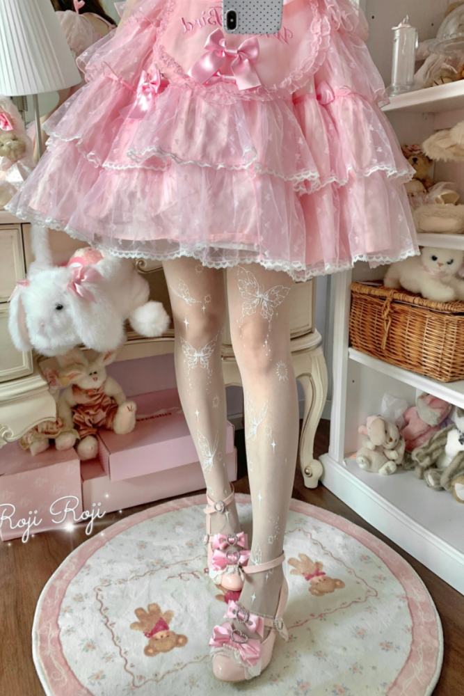 Roji Butterfly Dream Summer Shiro Print Lolita Tights