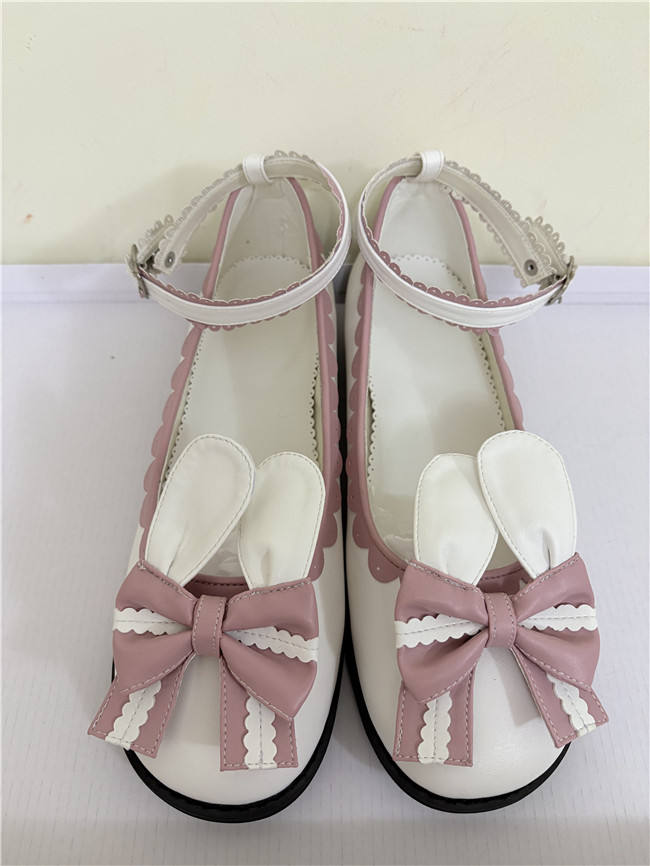 Angelic Imprint- Sweet Bow Bunny Ears Lolita Flat Shoes