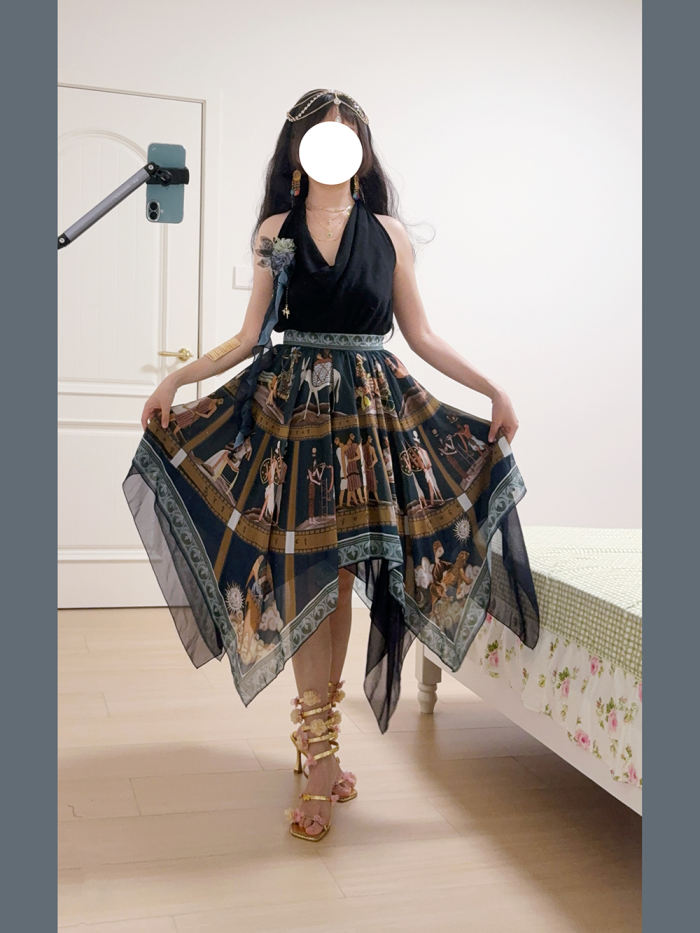 Miss Point Shamgrass Story Egyptian Style Blue Skirt Lolita Dress Custom-Tailor