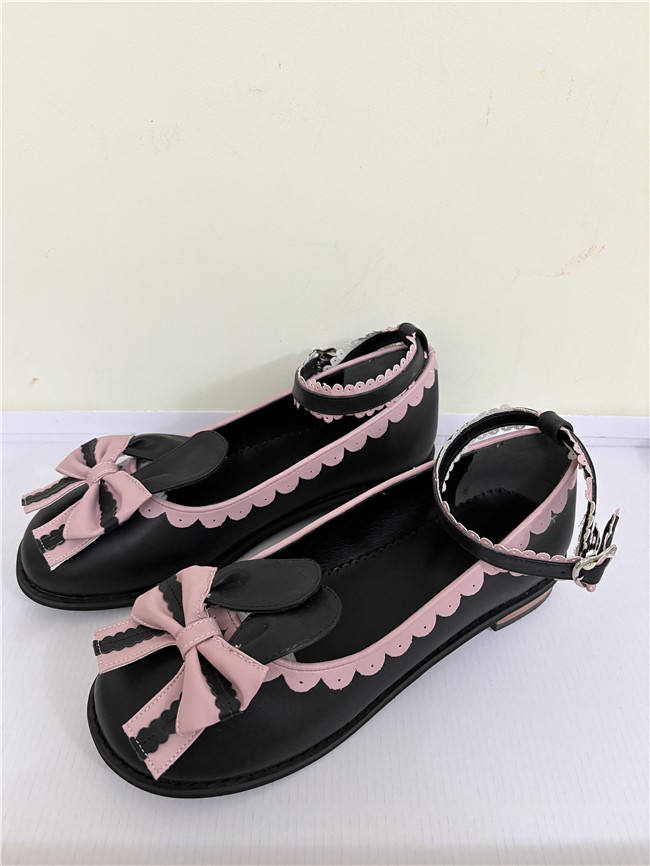 Angelic Imprint- Sweet Bow Bunny Ears Lolita Flat Shoes