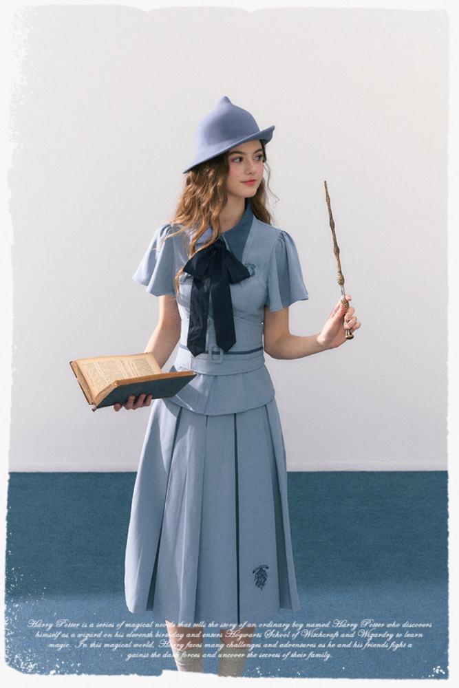harry potter blue dress Empire-Waist Classic Long Satin Prom Dress main image 0