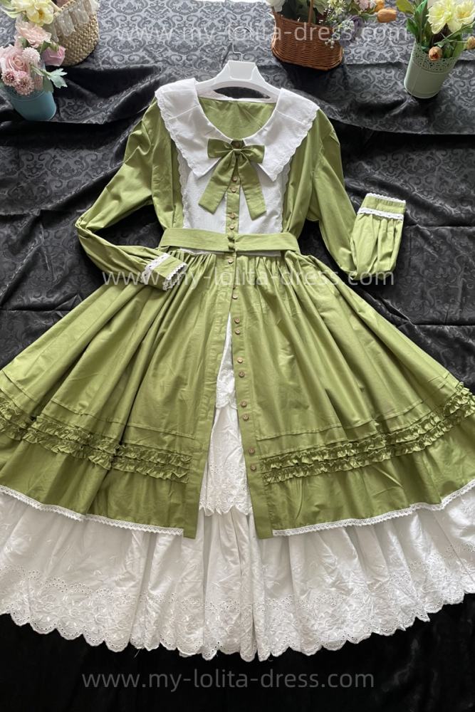Spring Front Opening Light Green Classic Lolita Dress