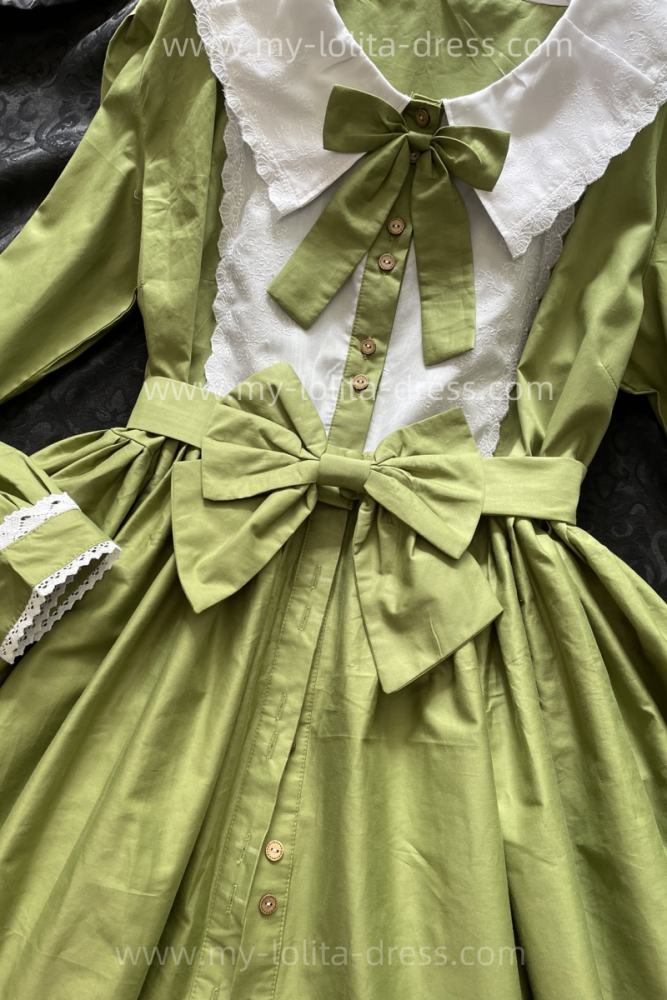 Commission Spring Front Opening Light Green Classic Lolita Dress