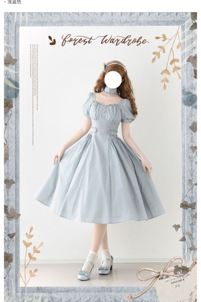 Forest Wardrobe Fragrance Forest French Vintage Striped Apricot Dress