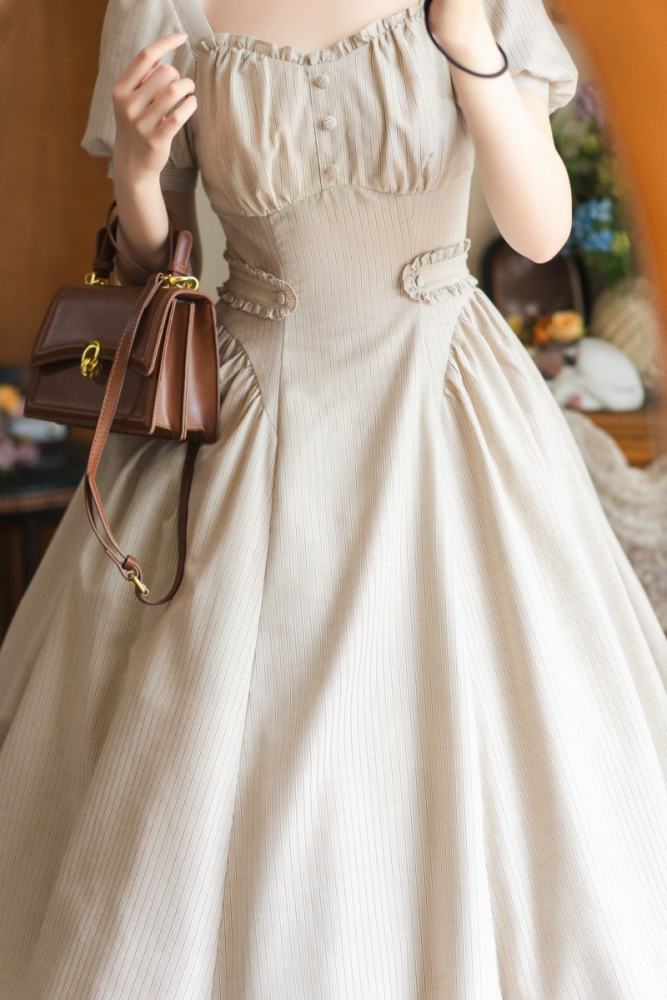Forest Wardrobe Fragrance Forest French Vintage Striped Apricot Dress