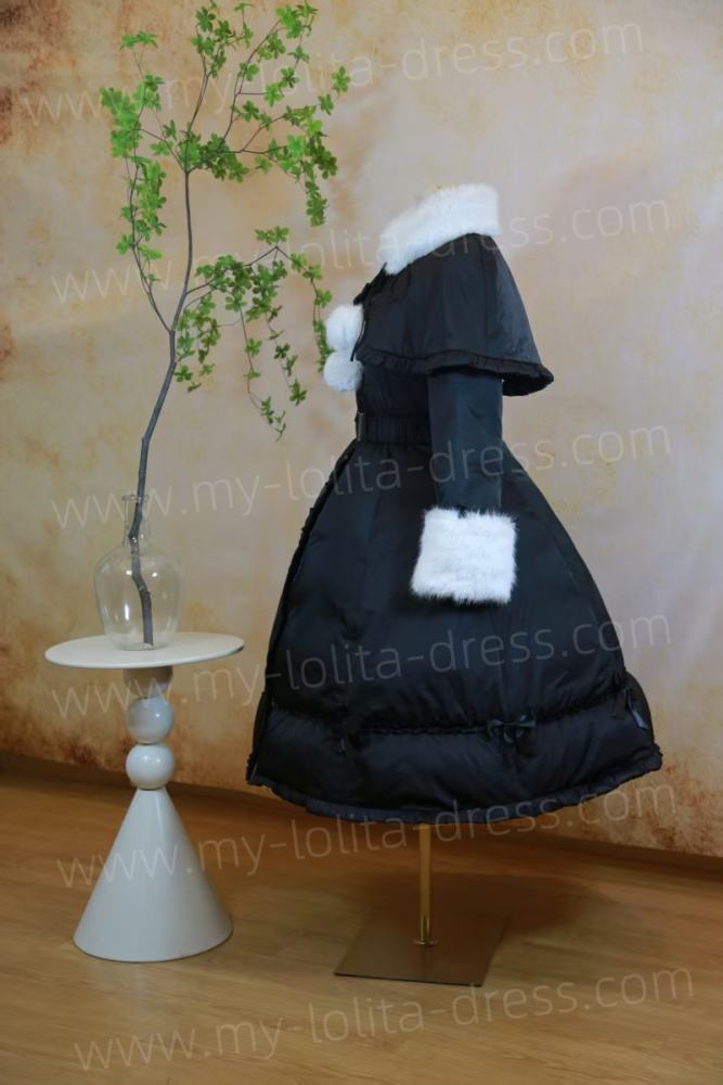 Commission The Rabbit Hole Tailor Black Duck Down Fur Collar Long Coat