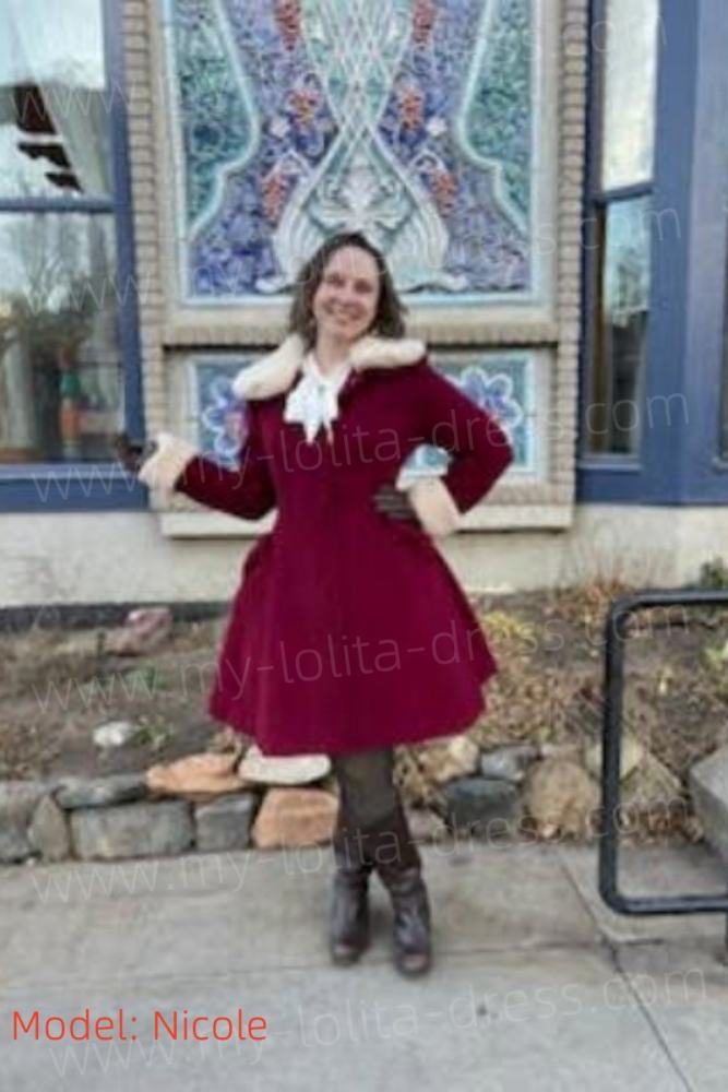 Commission Lolita Princess Winter Single-breasted Long Coat Fur Collar