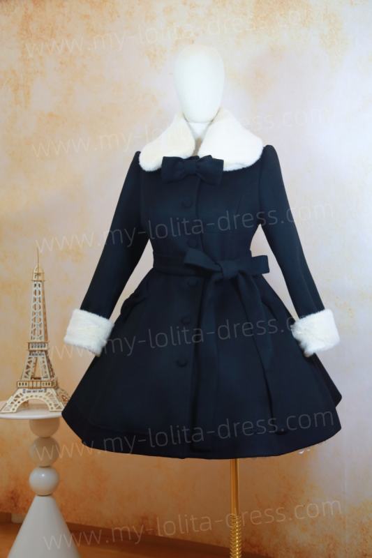 Commission Lolita Princess Winter Single-breasted Long Coat Fur Collar