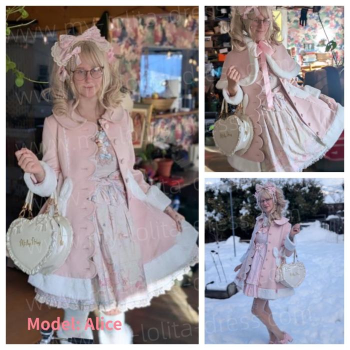 Commission Pink Kawaii Bunny Cape Jacket Winter Lolita Coat
