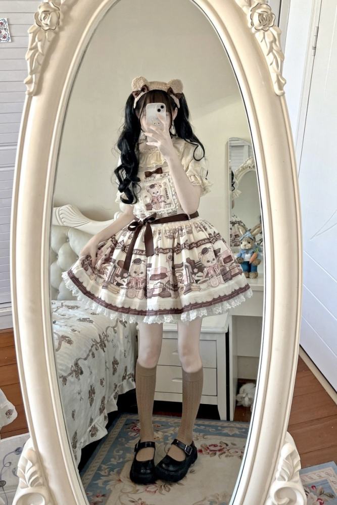 (BFM) Sweet Printed Lolita Salopette Dress