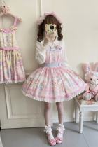 (BFM) Bears Prints Sweet Lolita Salopette Dress Blouse