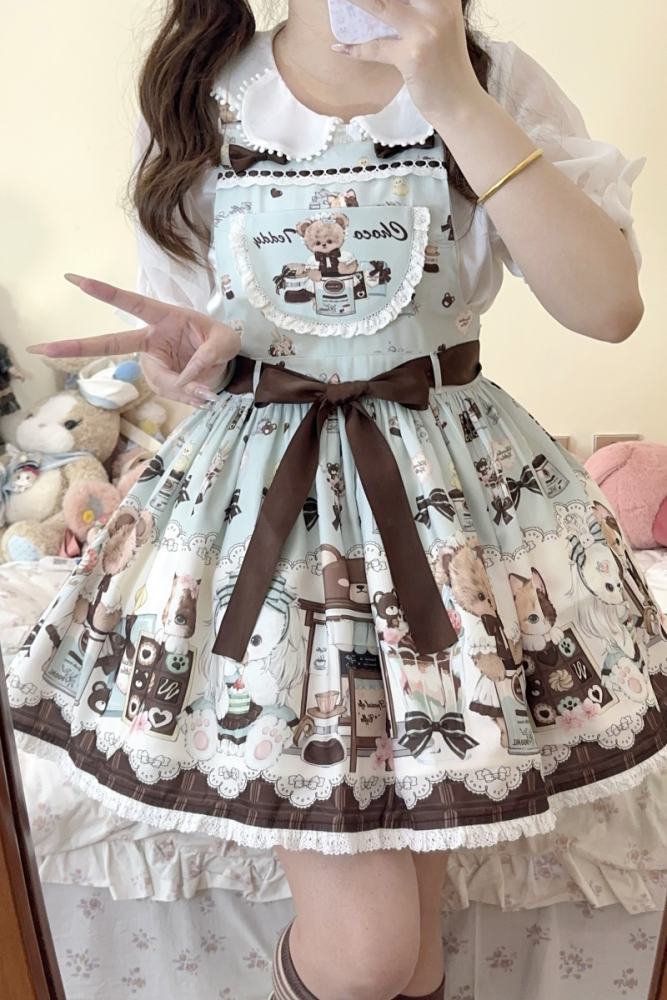 (BFM) Sweet Printed Lolita Salopette Dress