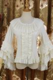 (BFM) Round Ruffles Collar Long Sleeves Blouse