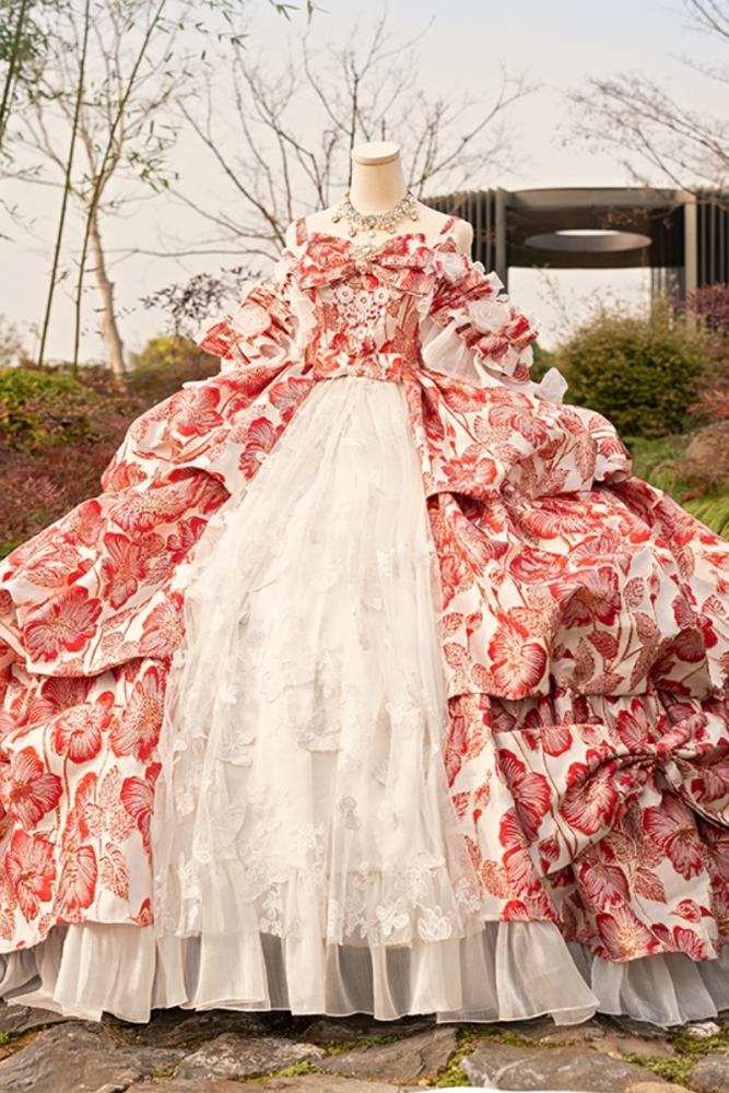 (BFM) Embroidery Butterfly Theme Super Puffy Wedding Dress Evening Gown