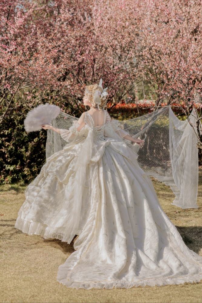(BFM) Embroidery Butterfly Theme Super Puffy Wedding Dress Evening Gown