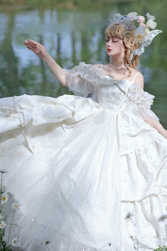 (BFM) Embroidery Butterfly Theme Super Puffy Wedding Dress Evening Gown