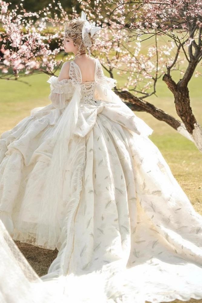(BFM) Embroidery Butterfly Theme Super Puffy Wedding Dress Evening Gown
