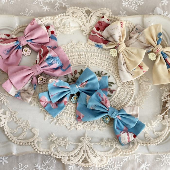 Ribbon Kitten Sweet Print Cake Hat Lolita Accessories